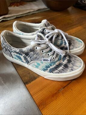 Vans Tie-Dye Canvas Sneakers - Teal, Black & White
